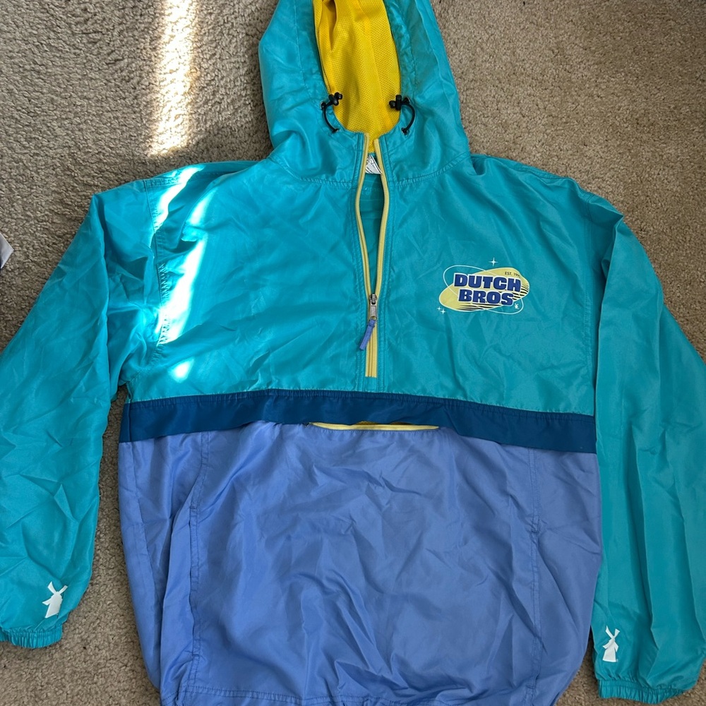 Dutch Bros Blue and Yellow Windbreaker